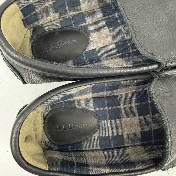 LL Bean Mens Leather Slipper‎ 12 Black Leather Moccasin Slip On Shoes main image 6
